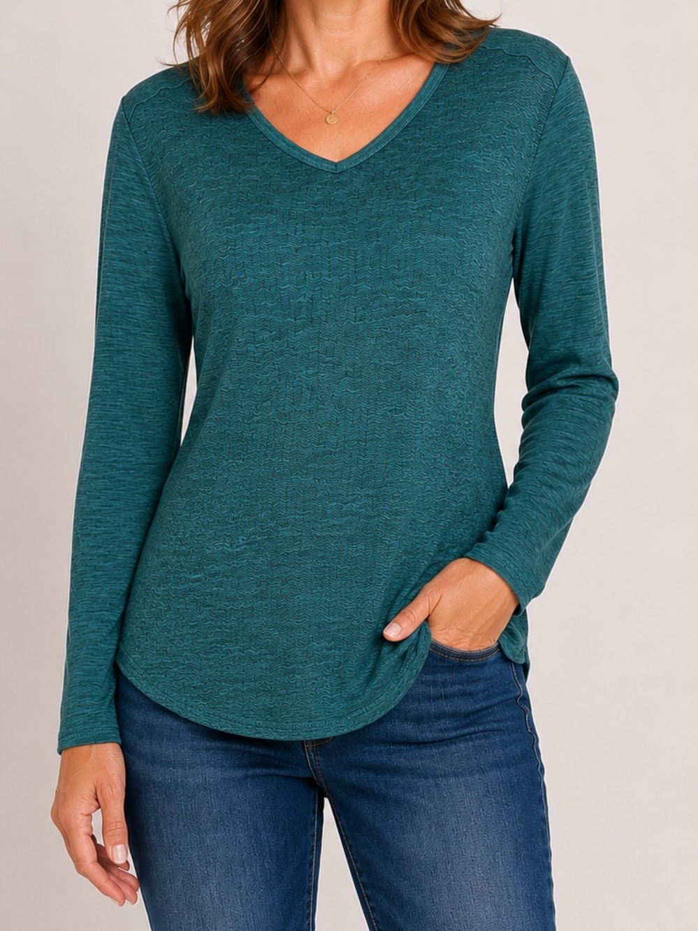 Segments Size Merino Wool Base Layer Top Women M Long Sleeve V Neck Teal Outdoor